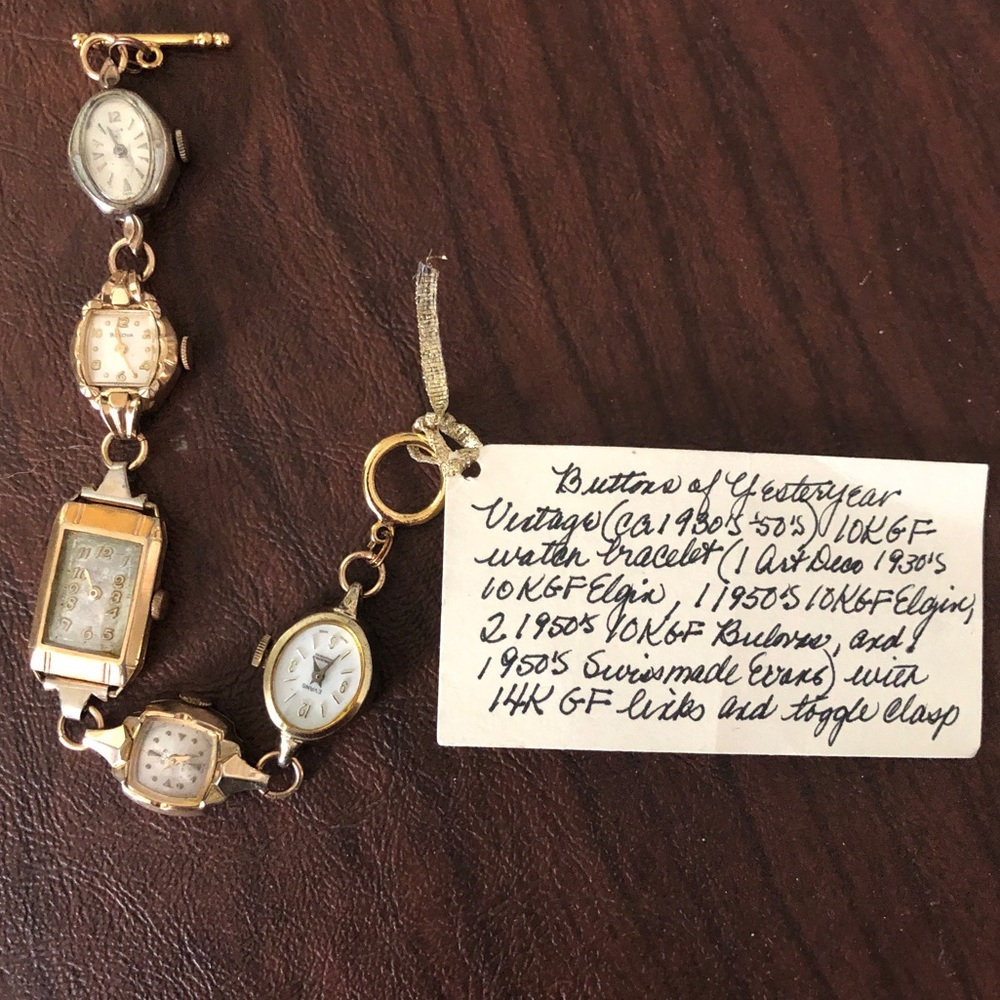 Vintage Art Deco 1930s-1950s 10k and 14k Gold Women's watch bracelet.